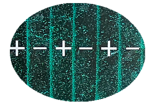 Magnetic-viewing film: an alternating N–S bar field across the whole sole